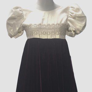 Girl Dress Bijan SZ 8 Fancy GOLD Burgundy Velvet eyelets EXCELLENT party